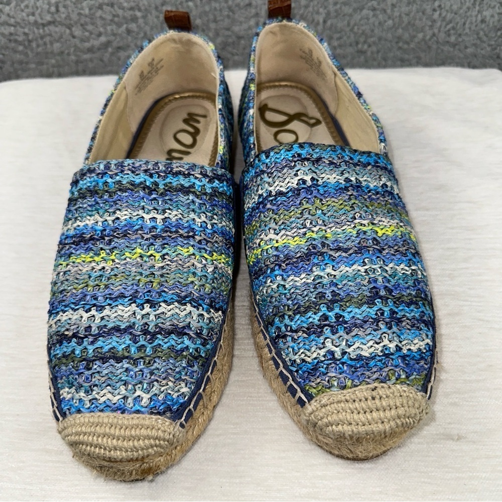 Sam Edelman Shoes 9M Blue Womens Khloe Espadrille Slip On Mini Wedge Sandals - Picture 7 of 10